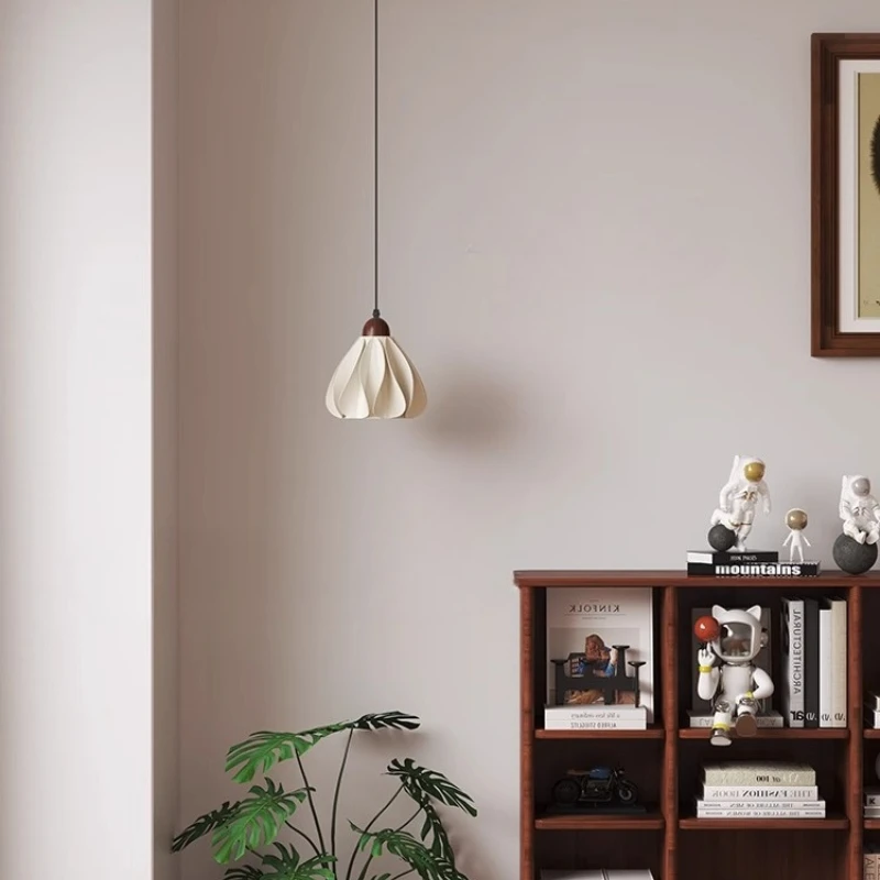 Nordic Retro Ceiling Wooden Pendant Lights LED Full Spectrum Bedroom Living Room Restaurant Petal Hanging Lamps Home Decoration