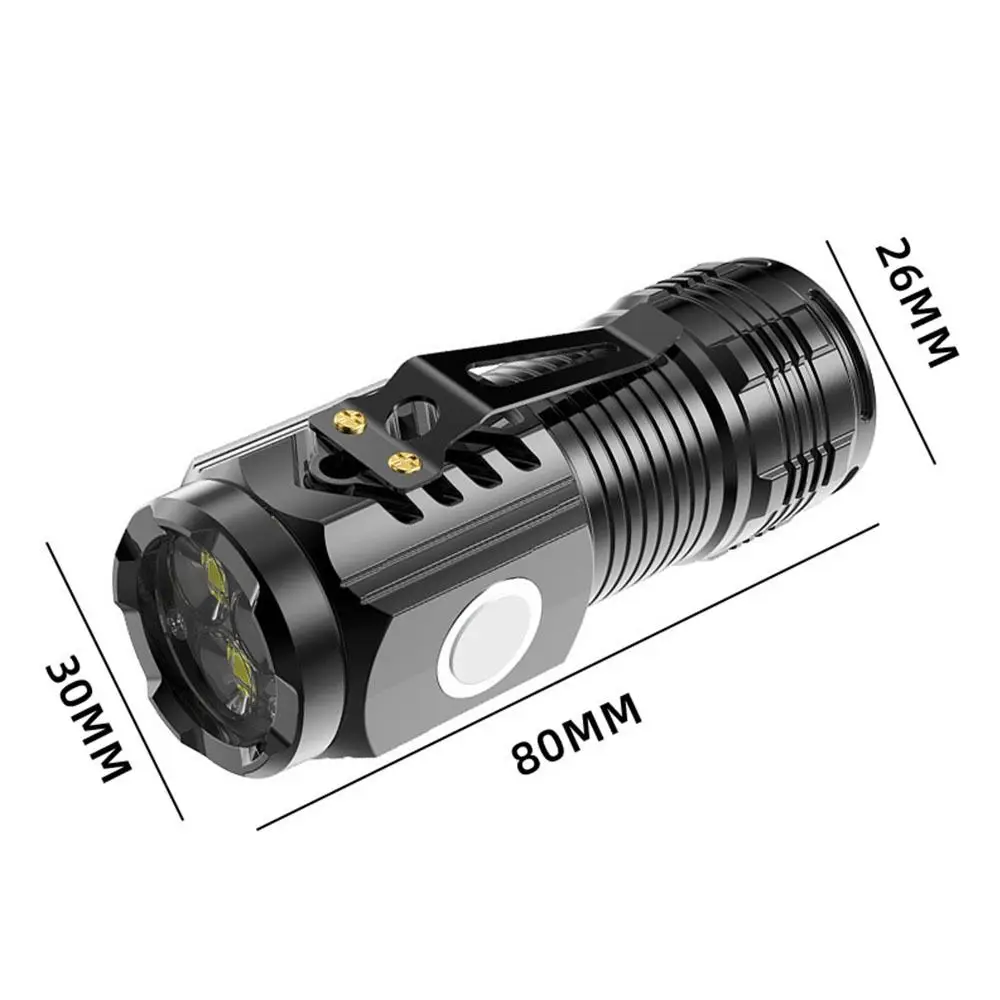 With Clip Three-Eyed Mini Flashlight Mini Portable Flash Super Power Flashlight Multi-Uses Rechargeable Emergency Flashlights