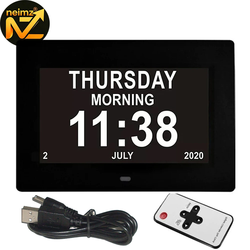 12 Alarms Digital LED Calendar Clock with Multi-Languages to display. Medicine Time Reminder for Elder.Home Desk Wall Decoration