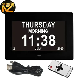 12 Alarms Digital LED Calendar Clock with Multi-Languages to display. Medicine Time Reminder for Elder.Home Desk Wall Decoration