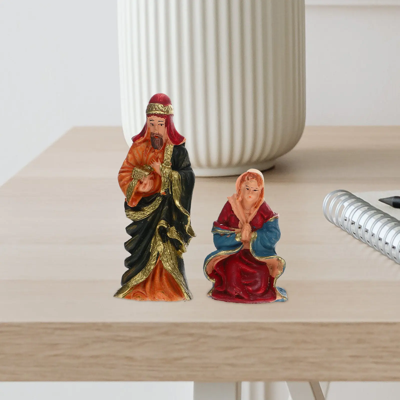 1Set Jesus Nativity Birth Scene Decoration Small Resin Nativity Set Tabletop Christmas Ornaments Home Office Faith Decor