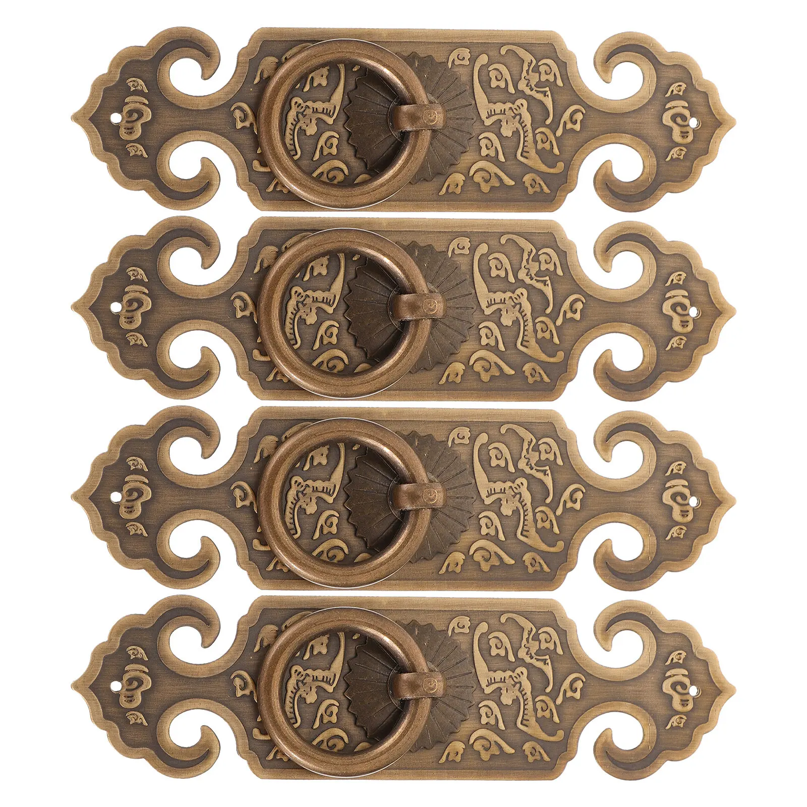 4Pcs Full Copper Door Handles Rustic Vintage Bronze Drawer Pull Pulls for Kitchen Cabinets Dressers Wardrobe Barn Doors Rust