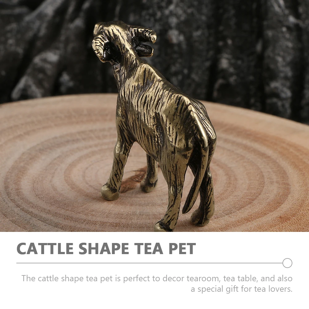 

1pc Brass Cow Mini Cattle Statue Vintage Craft For Tea Pet Decor Desktop Office Study Room Cabinet Adornment Home Garden