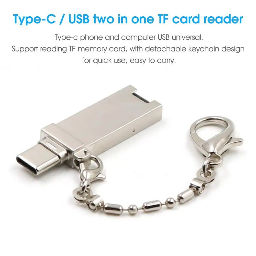 Reliable Card Reader Adapter  Durable Lightweight Storage Card Reader  Type-C/Micro USB OTG TF Card Reader