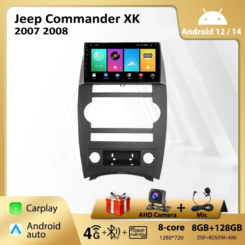 Car Radio Android for Jeep Commander XK 2007 2008 Multimedia Carplay Player 2Din Autoaudio Intelligent Head Unit Navigation GPS