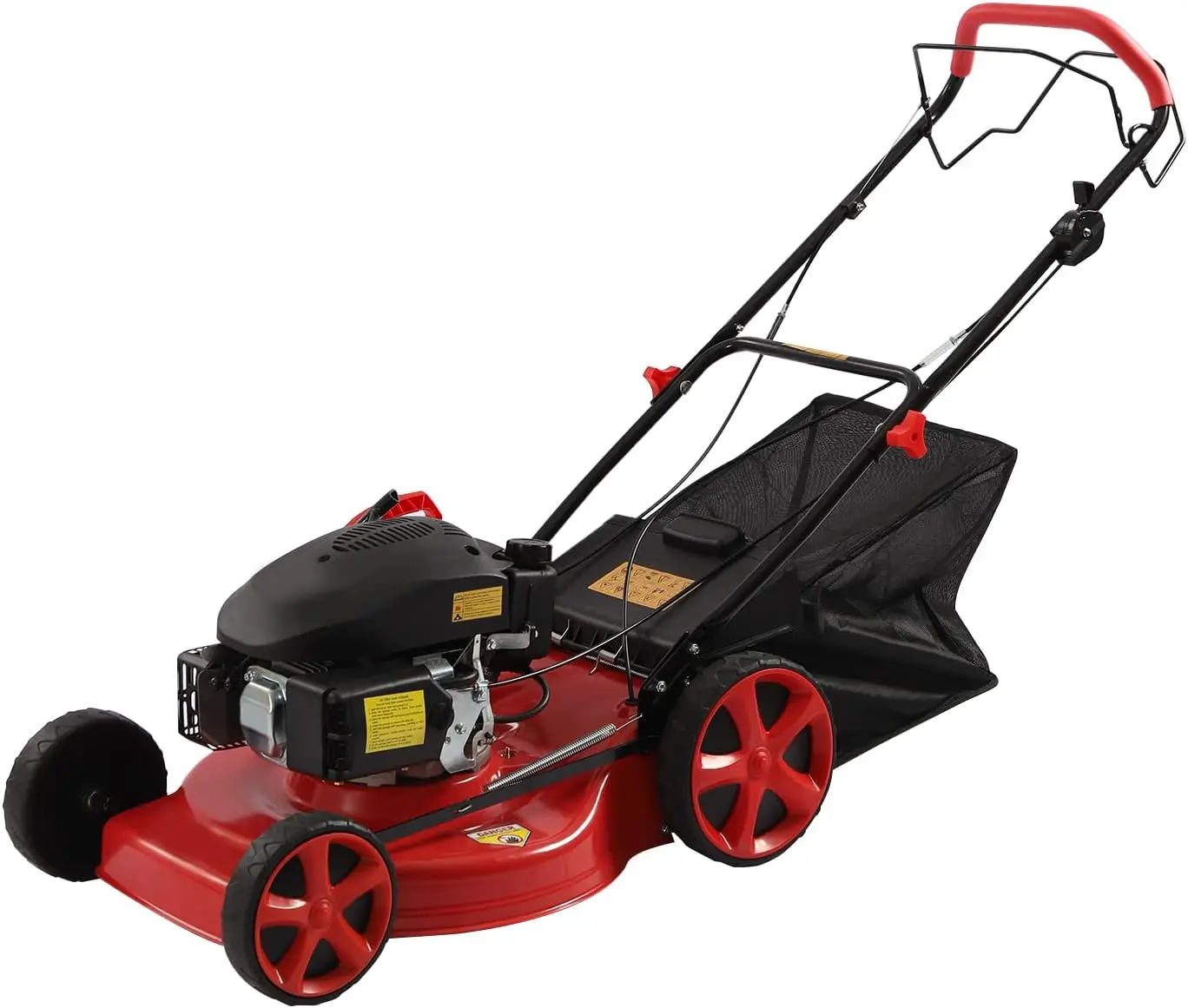 140Cc Gas Lawn Mower, 20-Inch Self Propelled Gas Lawn Mower Push Mower With Bag, Engine 3-In-1 Mulch, Bag, Side Discharge, Rear