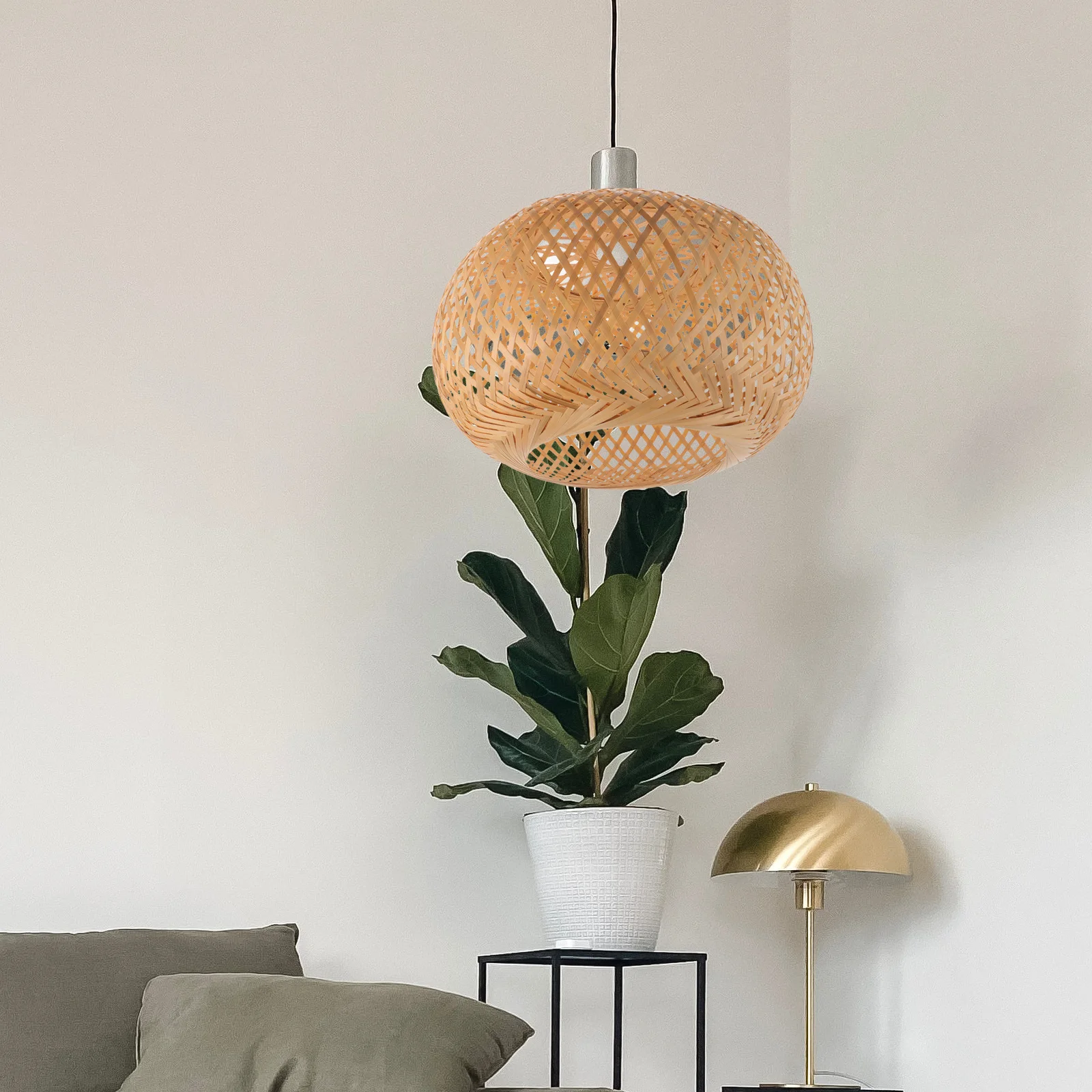 

Woven Bamboo Lamp Shade Lightweight Compact Size Time Saving Effortless Installation Hanging Pendant Ceiling Light Cover