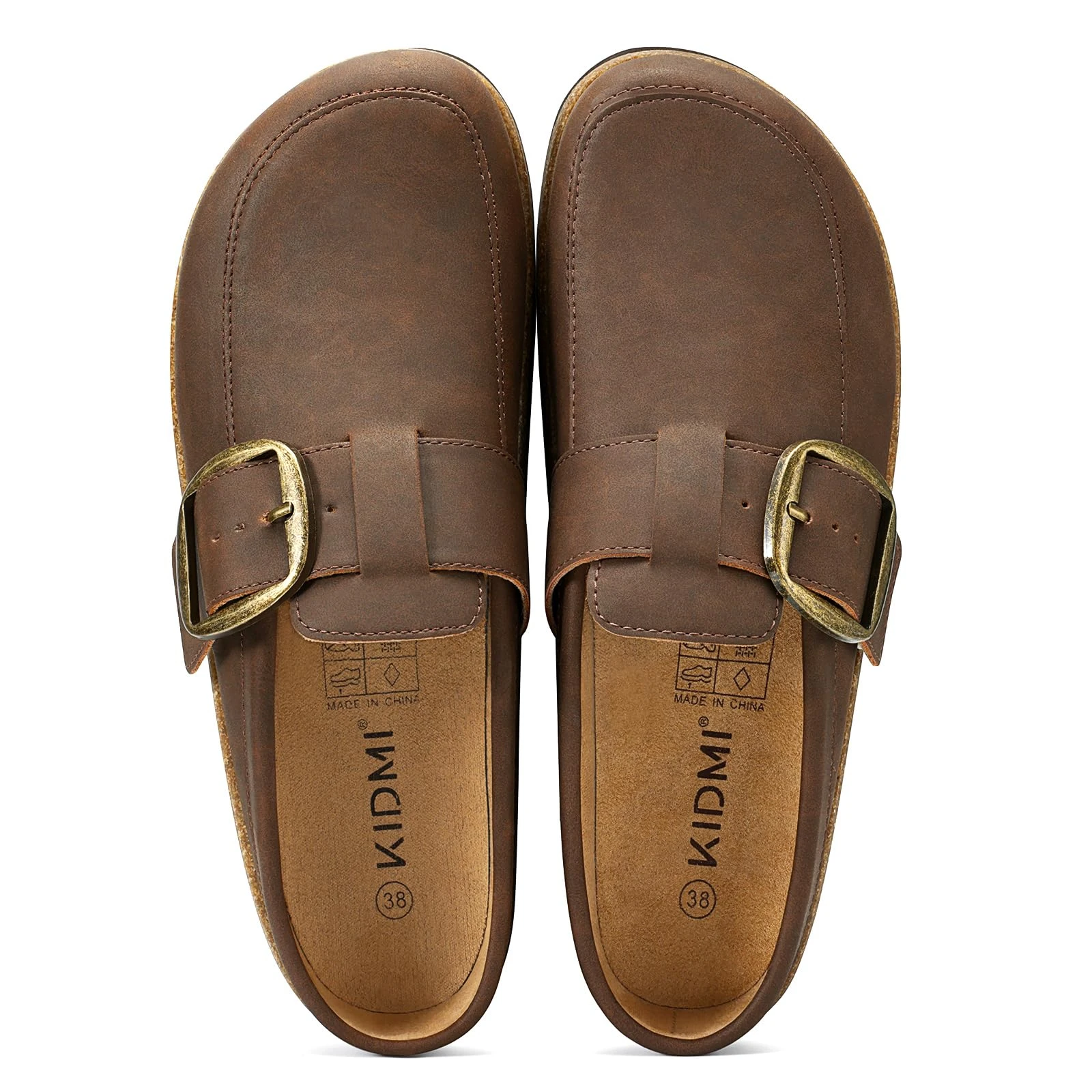 Comwarm Damen Clogs aus veganem Leder, klassisches Loafer-inspiriertes Design, Mules mit weicher Schaumstoffzwischensohle, Outdoor-Slipper für Damen – Detail 8