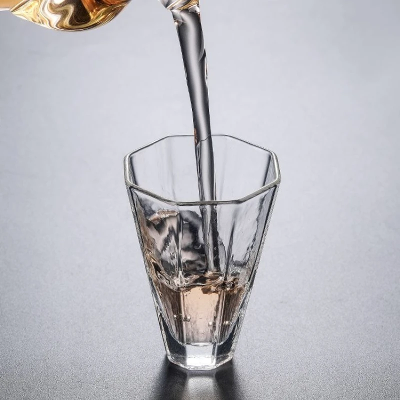 Teetasse aus Glas im japanischen Stil, 50 ml, handgefertigte Sake-Tasse, Bar-Whisky-Probierglas, transparentes Schnaps-Trinkglas, elegante Tasse