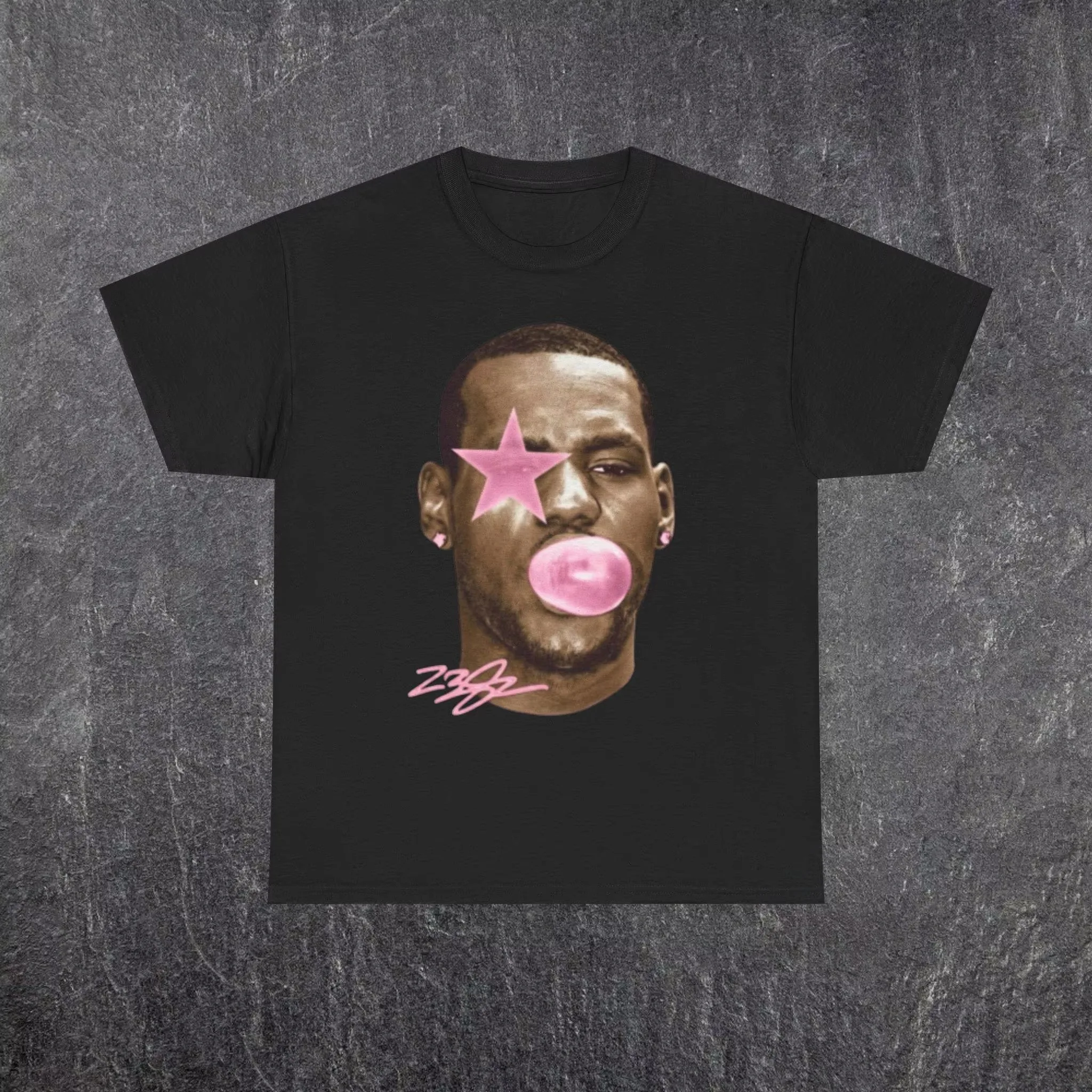 2026 New LeBron James Family Matching Oversized Unisex Streetwear T Shirt Basketball Athlete Pink Gum Star Front Print Tees