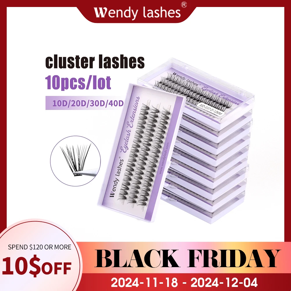 Wendy Lashes 10/20pcs/Lot Cluster lashes 3 Rows 10D/20D/30D/40D Bundles Natural Style Individual Eyelashes Handmade Supplier