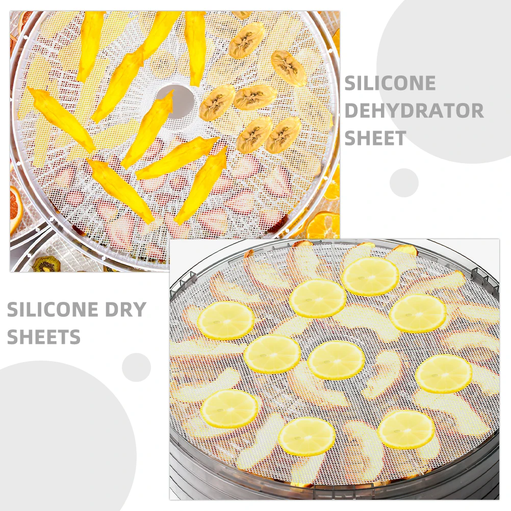 

4pcs Silicone Dehydrator Sheets Non-Stick Round Fruit Mats For Food Meat Vegetable Dryers Reusable Liners Easy Clean Up