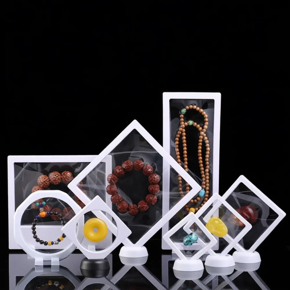 3D Floating Visual Jewelry Organizer Box PE Film Clear Case For Watch Beads Press On Nail Tips Storage Display Box
