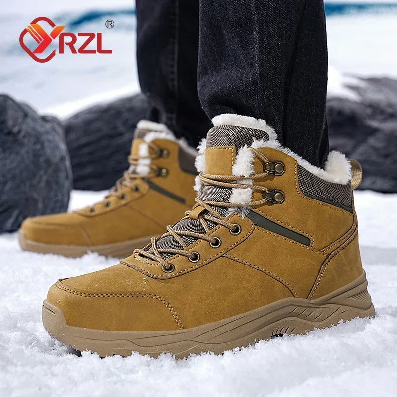 YRZL Winter Men Snow Boots Big Size Warm Plush Ankle Men\'s Shoes Anti-slip Outdoor Casual Shoe Hiking Walking Sneakers Footwear