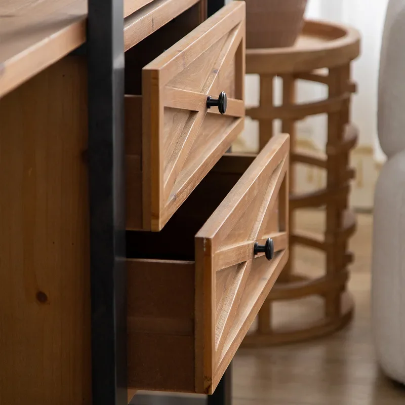 Industrial wind wrought iron bookshelf floor-to-ceiling living room storage, household partition shelves, solid wood office