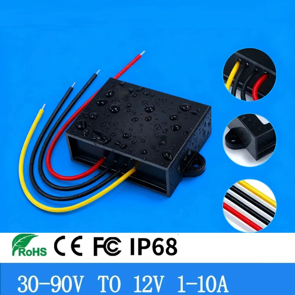 

72V 60V 48V 36V 24V to 12V 3A 5A 8A 10A DC DC Step Down Voltage Power Converter Auto Car Motorcycle Bus Truck Buck Power Supply