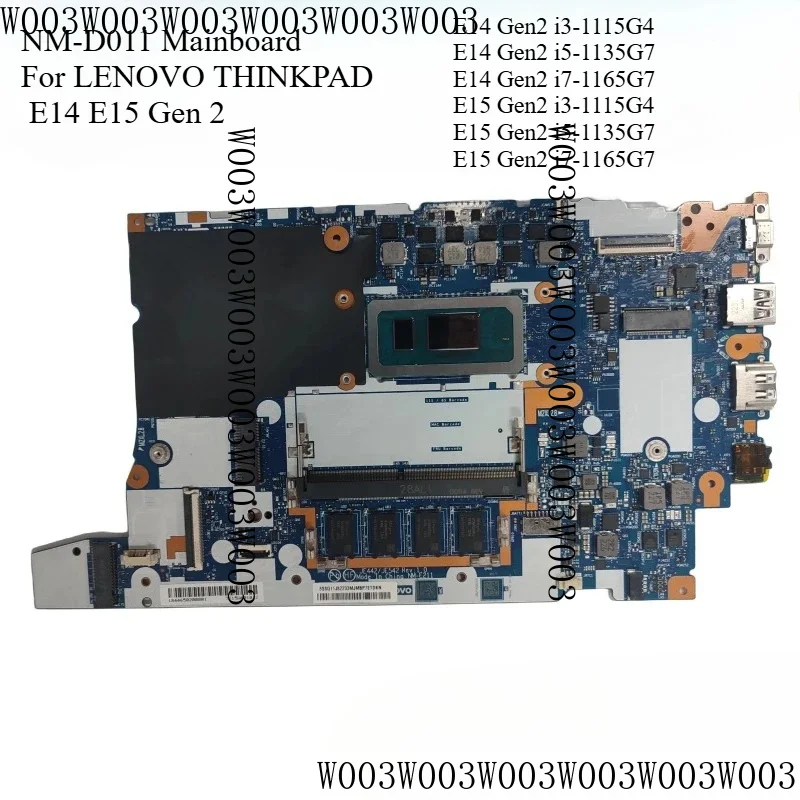 Placa Base NM-D011 para LENOVO para THINKPAD E14 E15 Gen 2, Placa Base para Portátil con CPU I3-1115g4 I5-1135g7 I7-1165g7 UMA