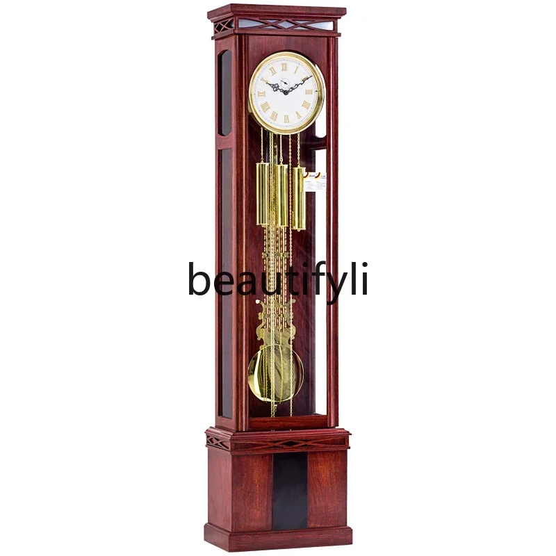 

New Chinese floor clock simple solid wood German movement mechanical floor clock light luxury