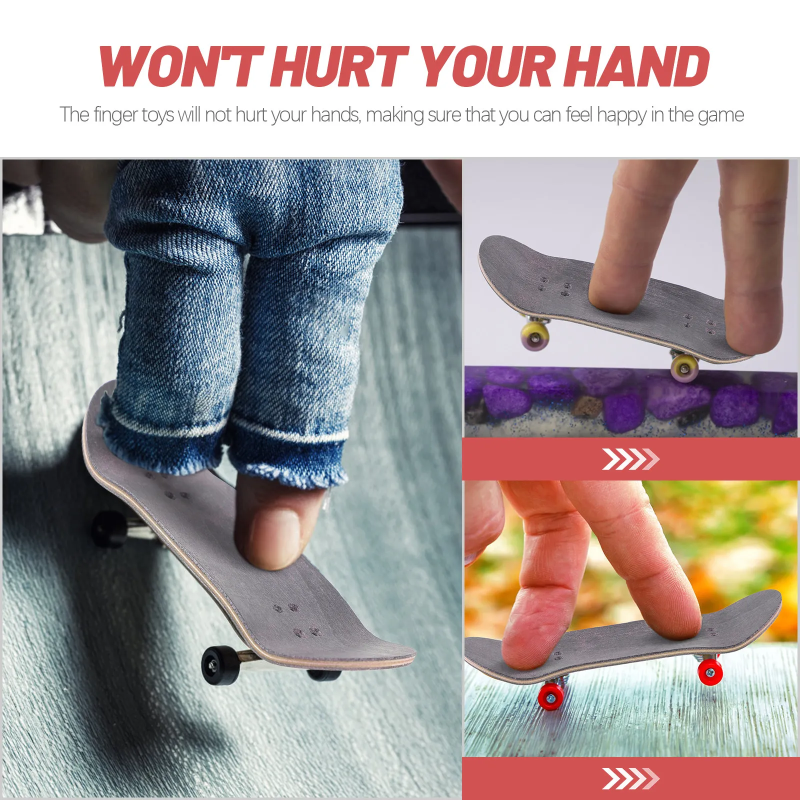 แผ่นฟิงเกอร์บอร์ดไม้ขนาดเล็กสำหรับเปลี่ยนฟิงเกอร์สเก็ตบอร์ด อุปกรณ์ฝึกฝนฟิงเกอร์แบบ DIY ขนาดกะทัดรัด ของตกแต่งโต๊ะทำงาน