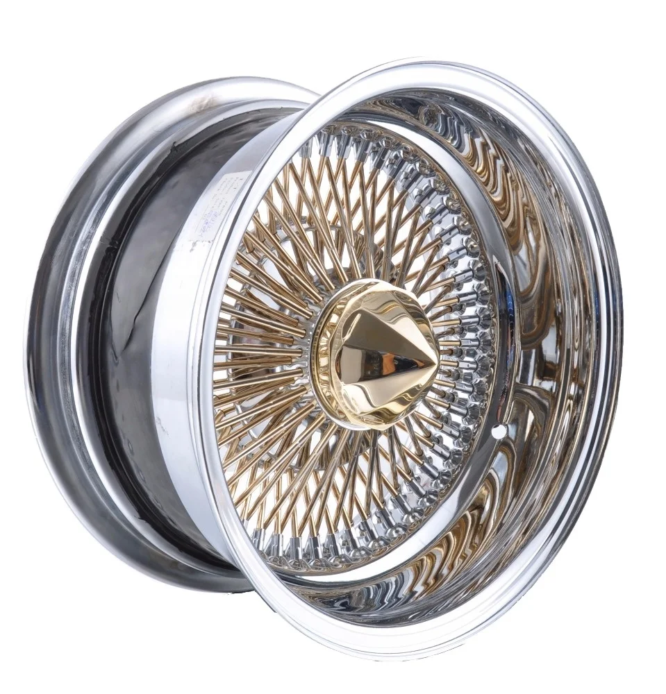 

2024 Popular Design Chrome Spoke Wire Wheel Gold Wire Steel Wheel Rims Custom Forgedwheel Passenger Car Wheel