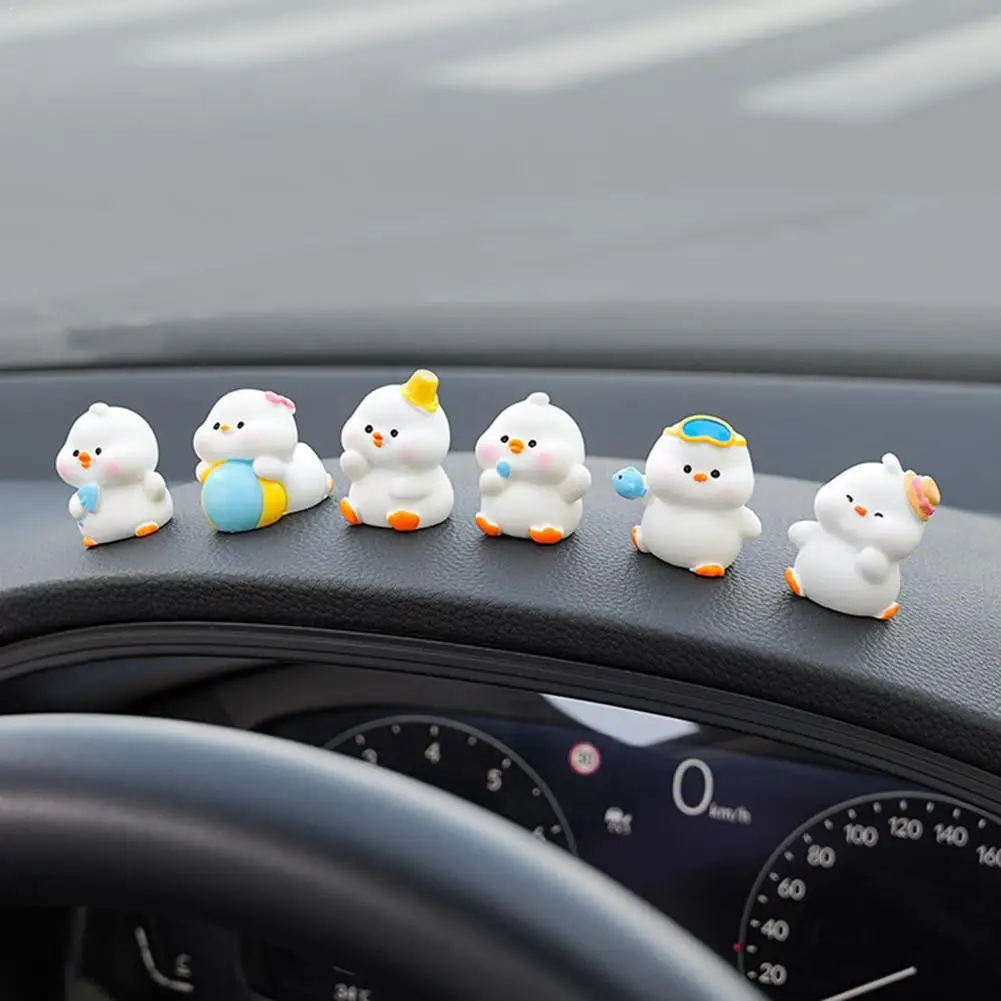 

6pcs Car Ornaments Car Interior Decorations Mini Cartoon Duck Auto Dashboard Center Console Decor Ornaments Model Home Decor Toy