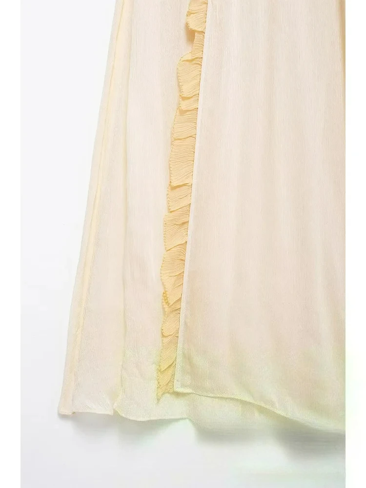 KONDALA-vestido Sexy elegante para mujer, camisola con cuello en V, cuello Halter, lazo, volantes, con cordones, vestido largo recto, nueva moda 2024, vestido de noche para discoteca