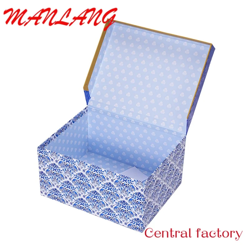 Custom  Custom luxury blue paper packing gift box high quality cardboard folding gift box gift boxes for present flip top cardbo