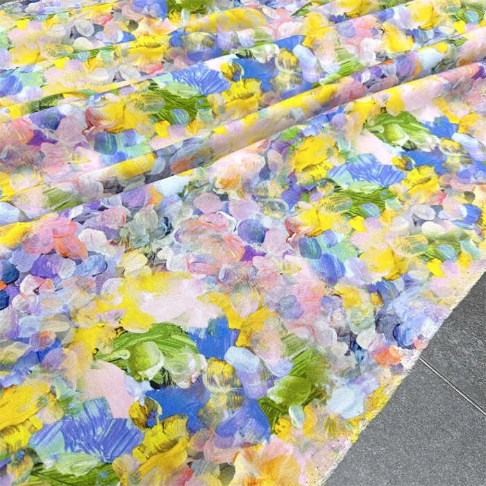 

30 Momme Elastic Silk Fabric for Skirt Dr Set Thousand Flowers Cete in Brilliance Rural Sle Plant Floral Printed
