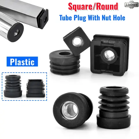 3~10pcs Black Square/Round Blanking End Caps Nut Pipe Tube Plugs Plastic M6 M8 M10 Nut Hole Plug Furniture Leg Inserts Caps