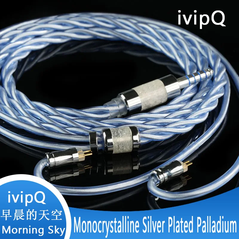 ivipQ-10 Morning Sky Litz Auricolare Cavo di aggiornamento Monocristallino Argento Pated Palladio IEM Filo MMCX/2Pin per Thieraudio Origin