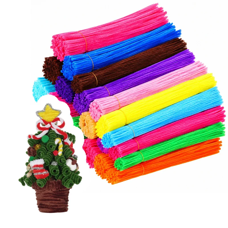 48/118/198PCS Chenille Stems Pipe Cleaners Mixed Shades Fuzzy Wire Twist Sticks DIY Handmade Craft Art Materials Party ZYF