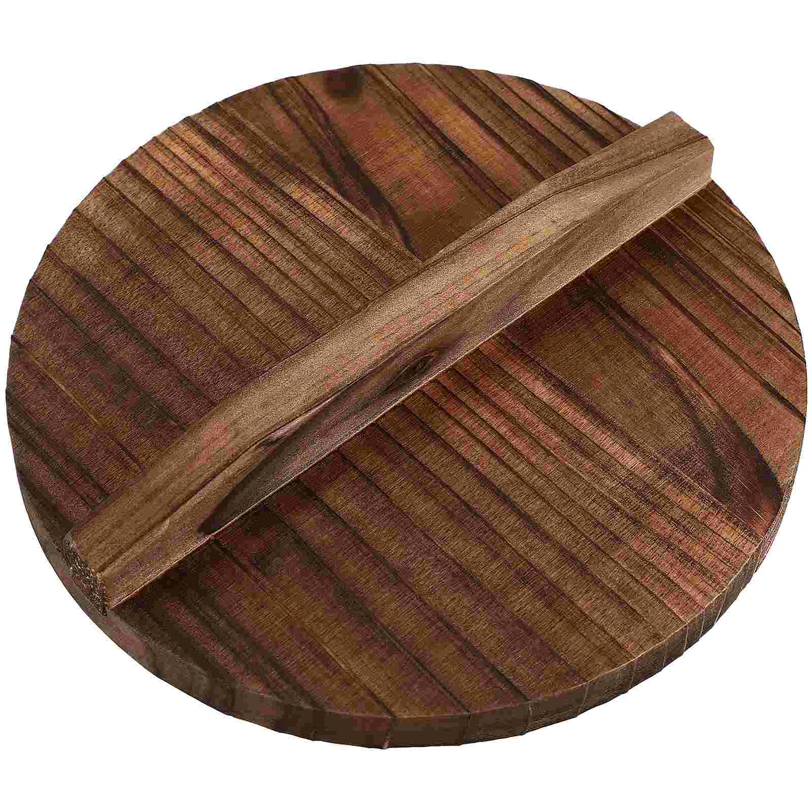 

Wooden Wok Lid Anti-scalding Pot Handle Cover Place Pans Fryer Protective Handcrafted Kitchen Gadget Chinese Fir