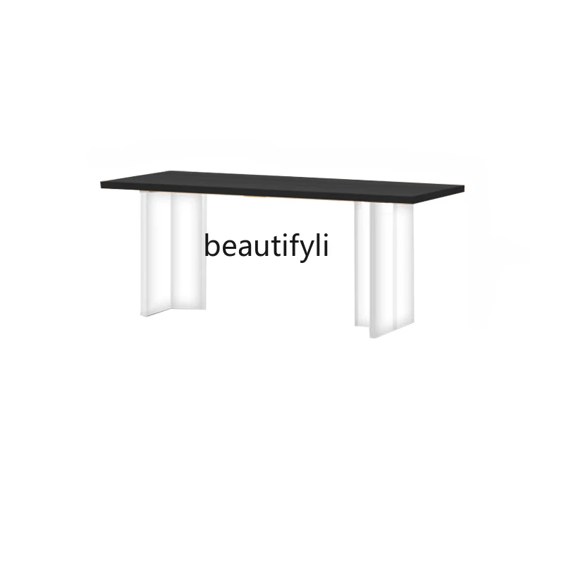 Suspension Dining Table Acrylic Transparent Table Leg Dining Table Japanese Simple Rectangular Creative Design Oak