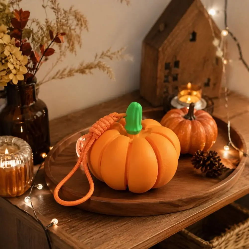 Cute Button Press Halloween Pumpkin Clicker Keychain Creative Funny 3D Printed Pendant Orange Palm Size Fidget Bag Charm
