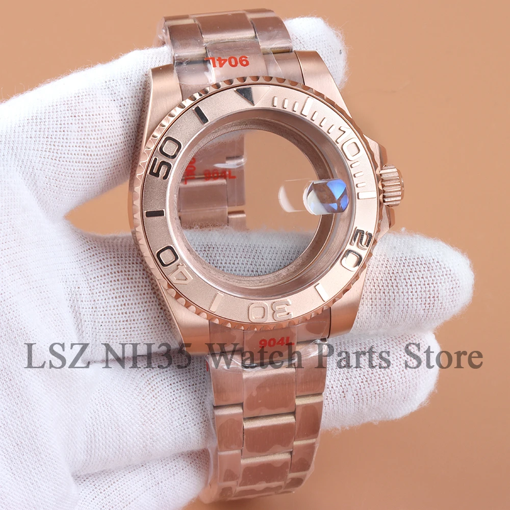 40mm NH35  Watch Case Rose Gold For Yacht-master SUB Seiko NH34 NH35 NH36 NH38 Movement Stainless Steel Oyster Strap NH35 Case