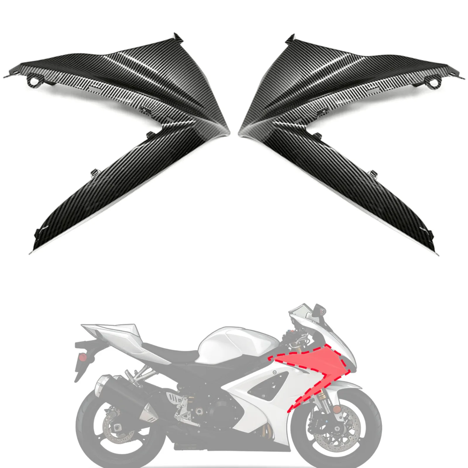 

Carbon Fiber Pattern Headlight side Cowling Cover Fender Panel Fairing for suzuki gsxr1000 gsx-r1000 gsxr 1000 k7 2007 - 2008