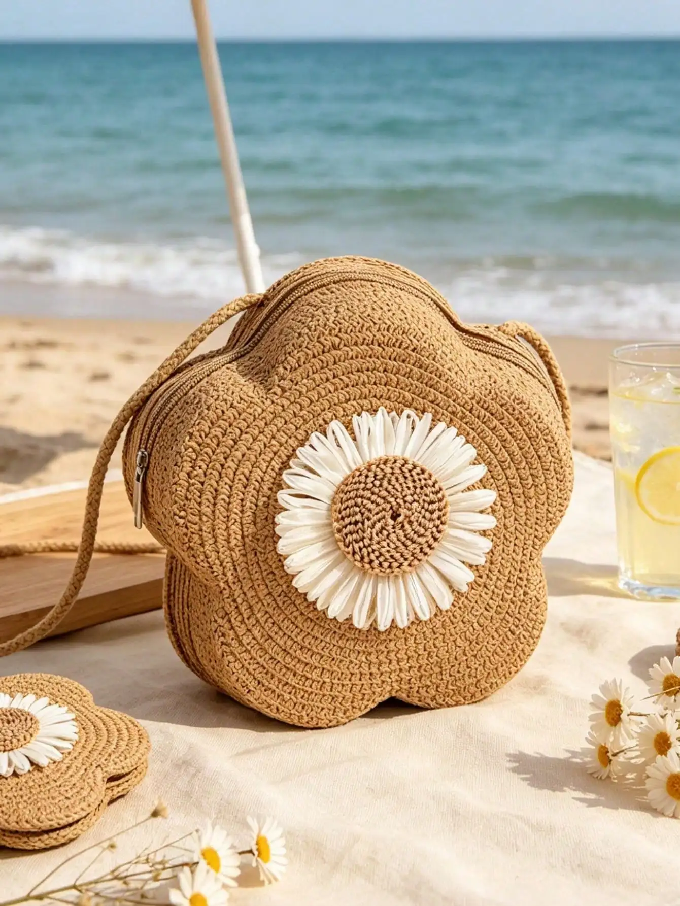 

Flower Woven Bag,Hand-Woven Mini Crossbody Bag,With Raffia Sunflower Design,Zipper Closure, Portable Key Purse, Straw Tote Bags,Beach Tote Bag,Mini Straw Crossbody Bag,Summer Beach Shoulder Bag, Women'S Cute Handbag & Coin Purse-Playful Accessory, Zipper