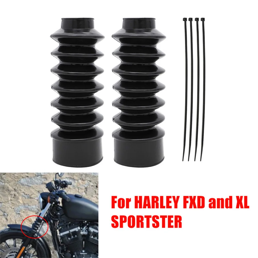 2 Piece Motorcycle front Fork Cover Gaiters Gators Long Boots 39mm Rubber For Harley Sportster XL883 XL1200 FXD & XL Sportster