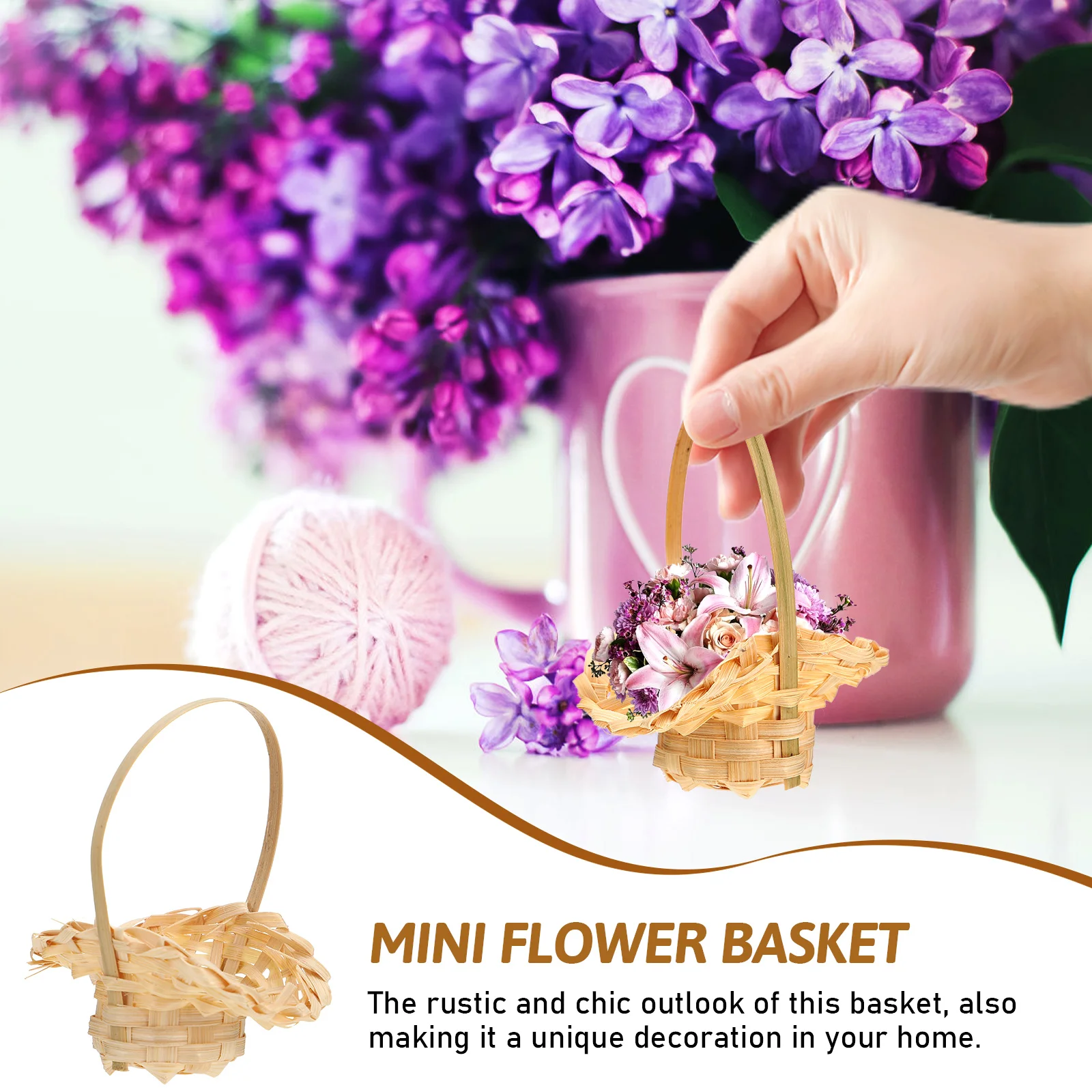 

10Pcs Hand-Woven Flower Basket Portable Mini Basket for Jewelry Chocolate Gift Packing Decorative Storage Rural Modern