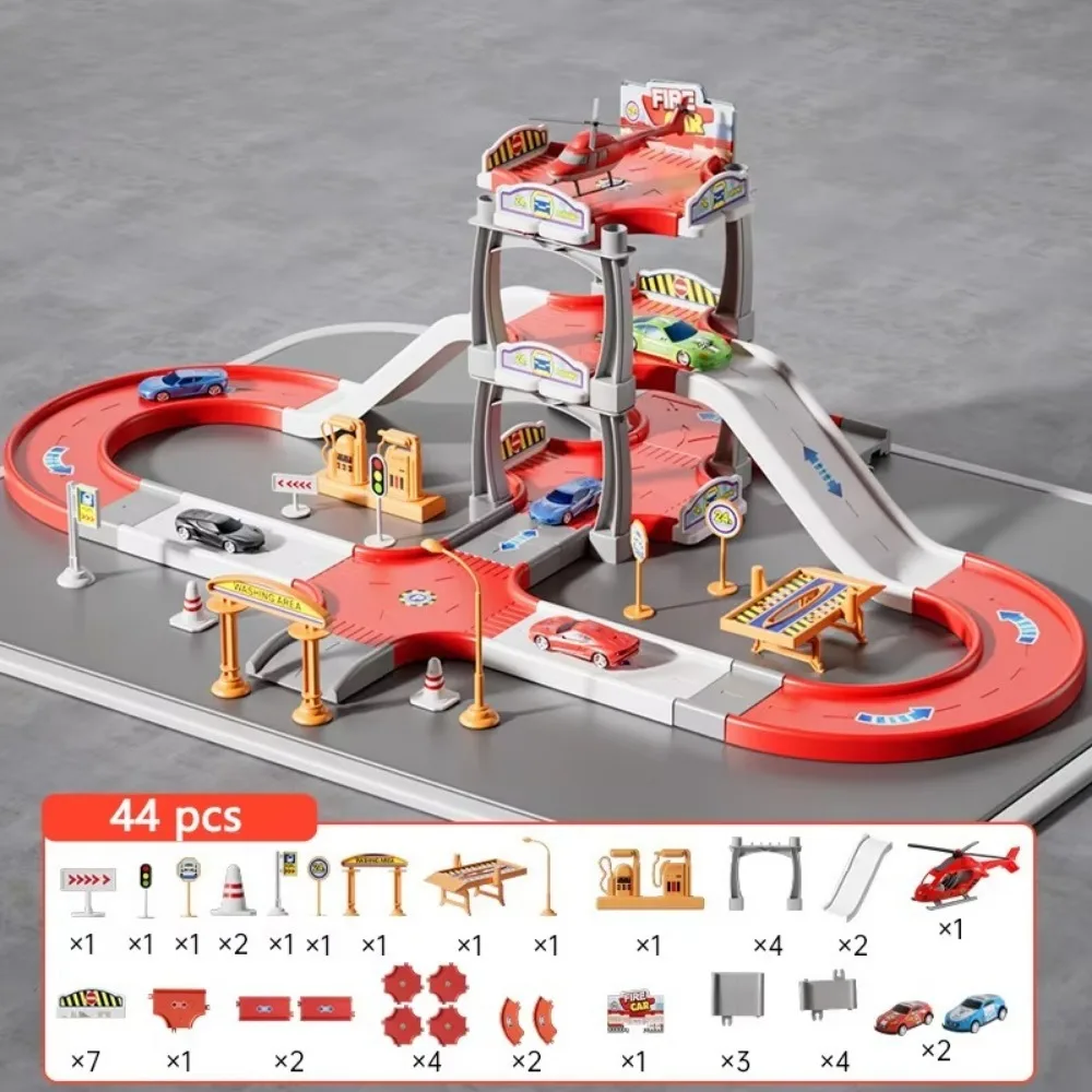 Multi‑Layer City Expressway Parking Lot Race Track Flexible DIY Assemble Highway Adventure Race Car Track Birthday Gift