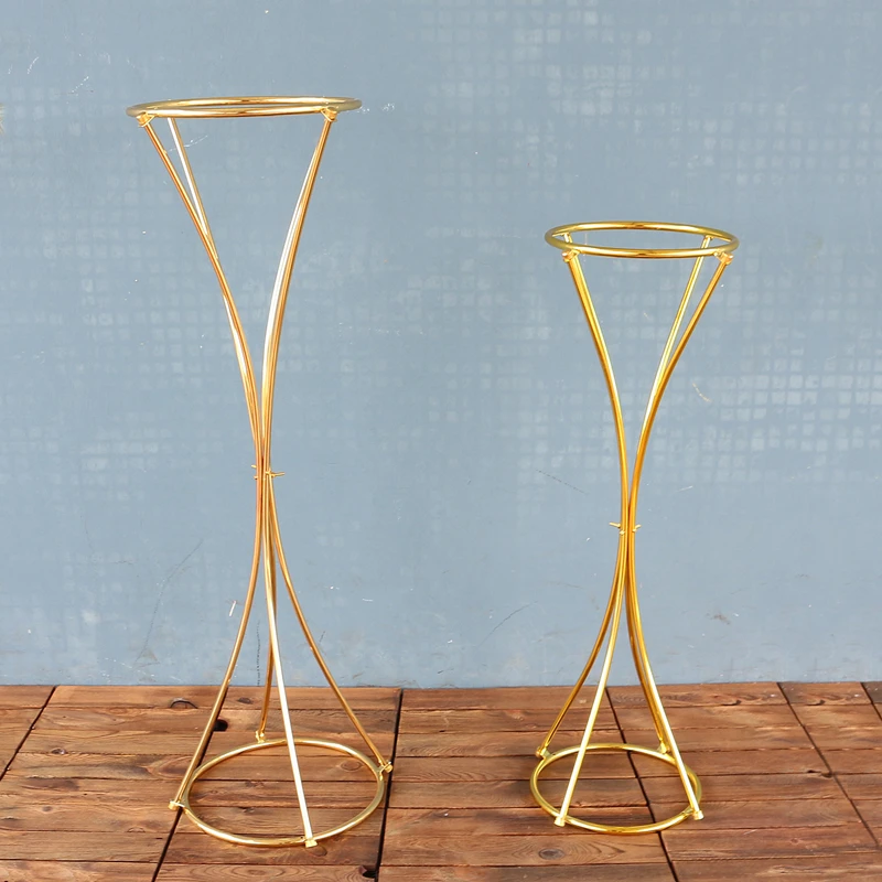 JAROWN Gold Plated Wedding Metal Flower Stand Tall Centerpiece Geometric Stand Vase Table Floral Display Stand Wedding Decor