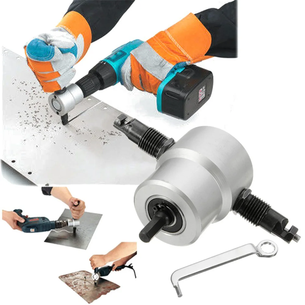 Double-Headed Sheet Metal Cutting Machine Saw Tool Electric Cutter Save Effort Nibbler Punching Shears for Iron Sheet w/Wrench