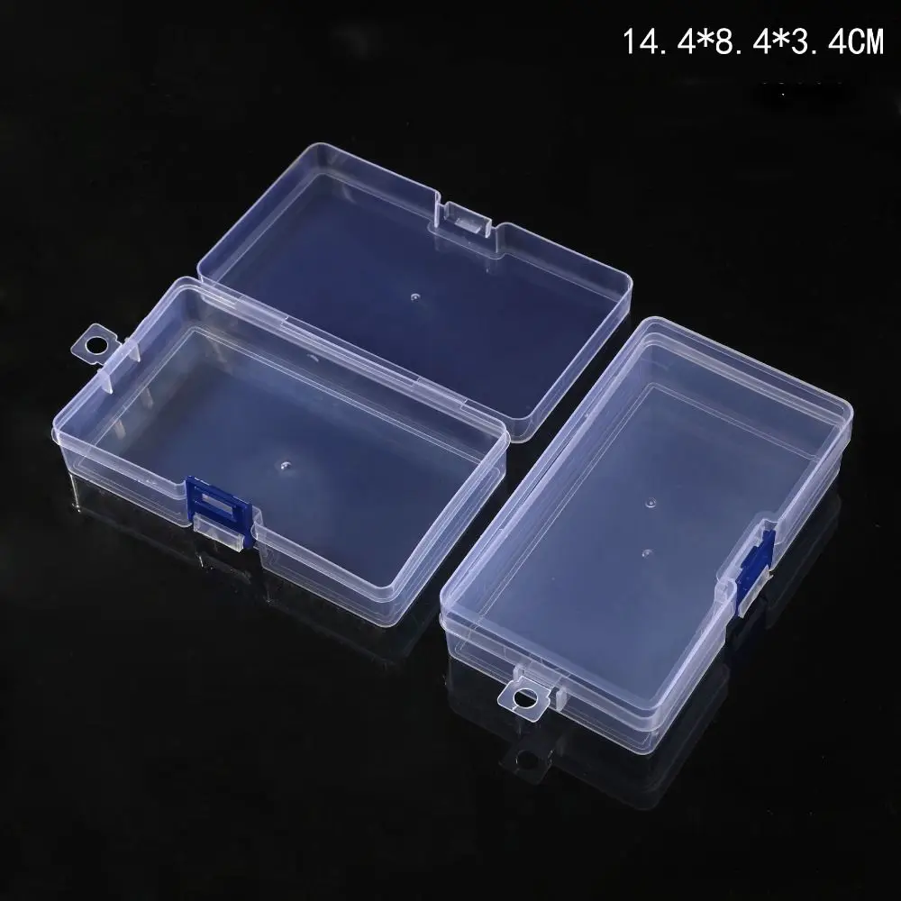 Caja de almacenamiento transparente de plástico cuadrado, contenedor de cuentas de joyería, caja de accesorios de herramientas de pesca, artículos