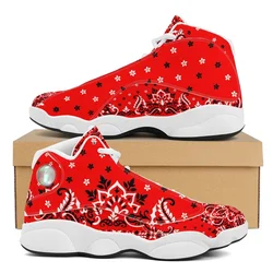 Print On Demand Custom Sneaker Red Bay Packers Bandana Paisley Print Men's Basketball Sneaker Packers team printing 35-48 Size