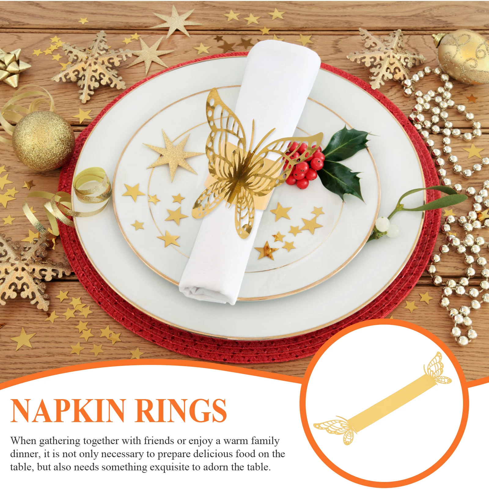 

50 Pcs Napkin Ring Decoration Paper Rings Butterfly Wedding Elegant Engagement Party Pearl Table Decorations Festival