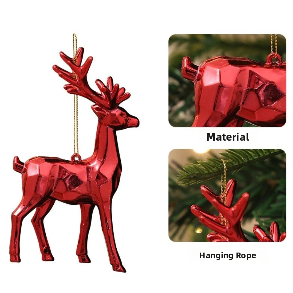 Electroplated Christmas Tree Pendant Gold Snowman Bells Deer Snowflakes Xmas Tree Ornament Plastic Hanging Ornaments Party Decor