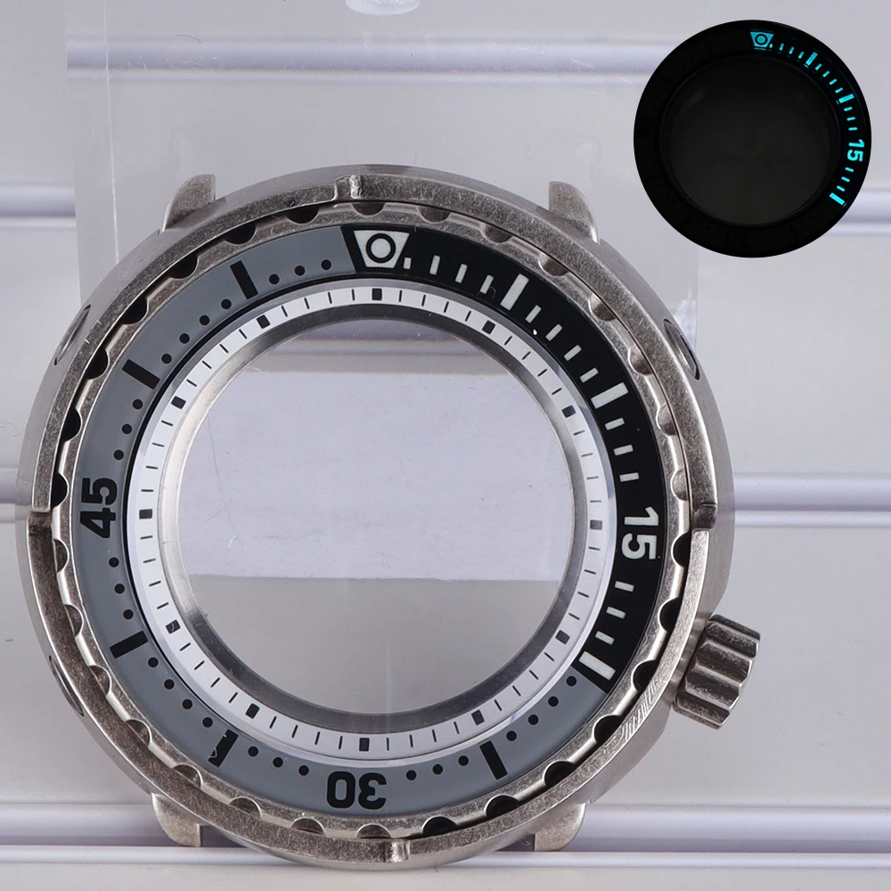 200 متر الغوص 47 مللي متر حافظة ساعة من الفولاذ المقاوم للصدأ C3 مضيئة ل Seiko NH35 NH36 NH34/38 حركة التونة المعلبة SKX Mod استبدال أجزاء #1