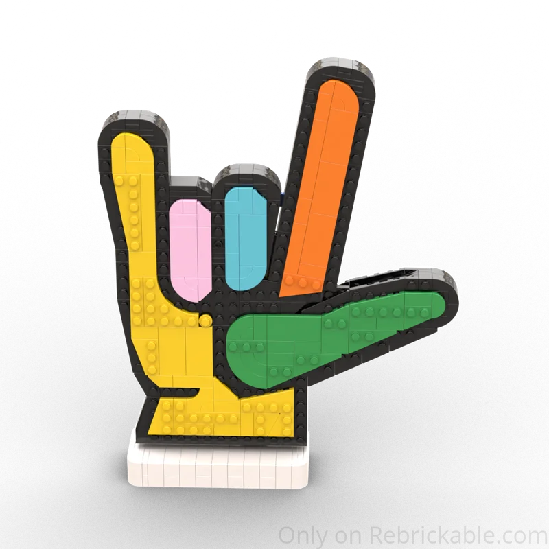

424pcs MOC American Sign Language Love You Handshape Art Model Building Blocks Construction Toys Christmas Gifts Education Brick