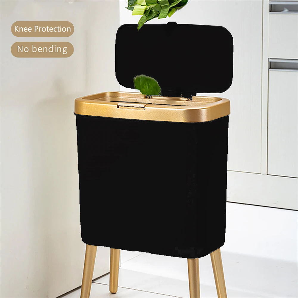 15L Large Capacity Trash Can With Heightening Bracket Press-type Pop-top Waste Bin Anti Odor Wastebasket Bathroom Kitchen Garage