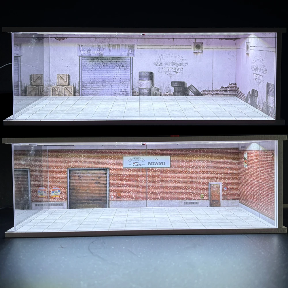 1/64 Auto-Garagen-Diorama Miniatur-Parkplatzmodelle Legierung Auto-Modellautoszenen-Aufbewahrungs- und Präsentationsbox Auto-Modell-Sammelboxen – Detail 3